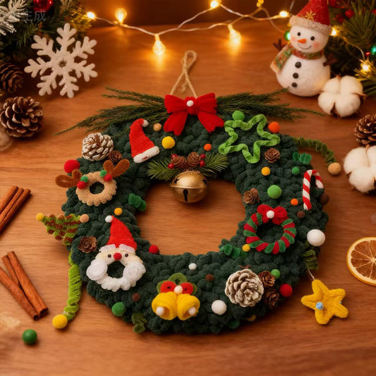 Merry Whimsy Wreath - Latch Hook DIY Kit - Christmas Wreath