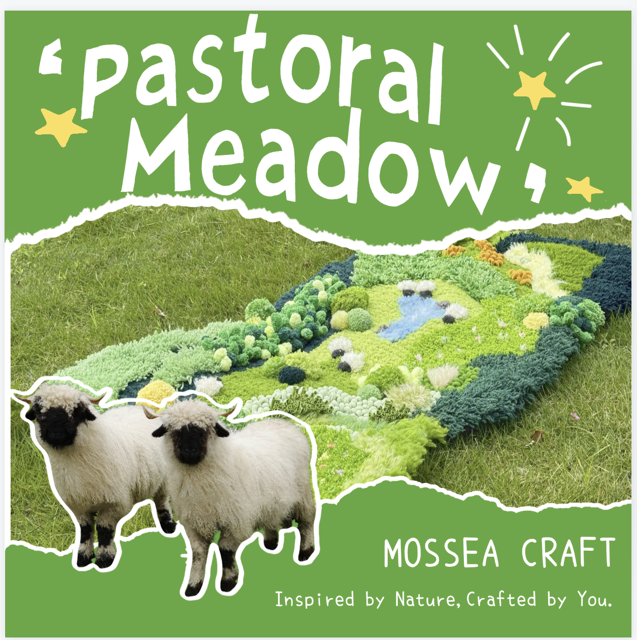 Pastoralwiese – Knüpfteppich-DIY-Set – 3D Moos-Naturlandschaft