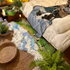 Sky Pasture - Latch Hook Rug - Finished - 3D Moss Nature Landscape