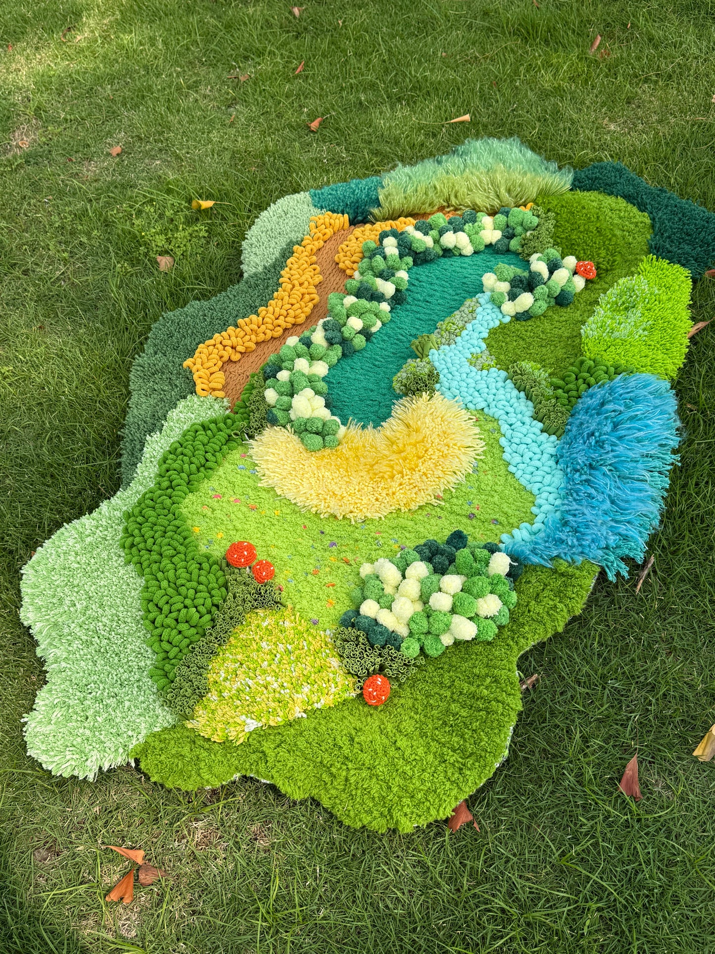 Fern Garden - Latch Hook Rug DIY Kit – 3D Moss Landscape with Mushrooms