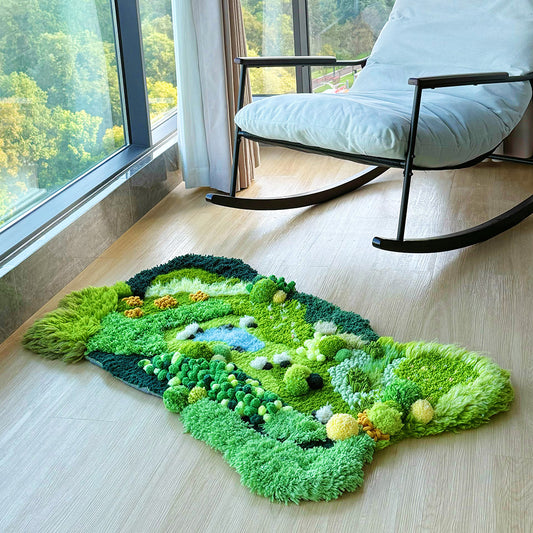 Pastoral Meadow - Latch Hook Rug DIY Kit – 3D Moss Nature Landscape