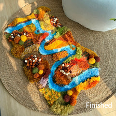 Amber Valley - Latch Hook Rug - Finished- 3D Moss Nature Landscape