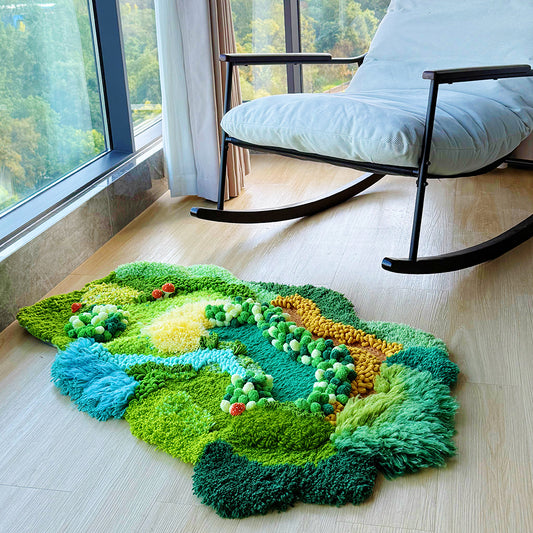 Fern Garden - Latch Hook Rug DIY Kit – 3D Moss Landscape with Mushrooms