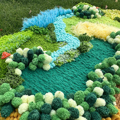 Fern Garden - Latch Hook Rug - Finished- 3D Moss Nature Landscape