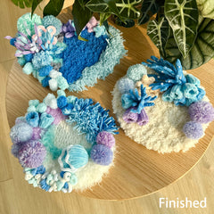 Ocean Tranquil Set- Latch Hook Moss Coaster - Finished