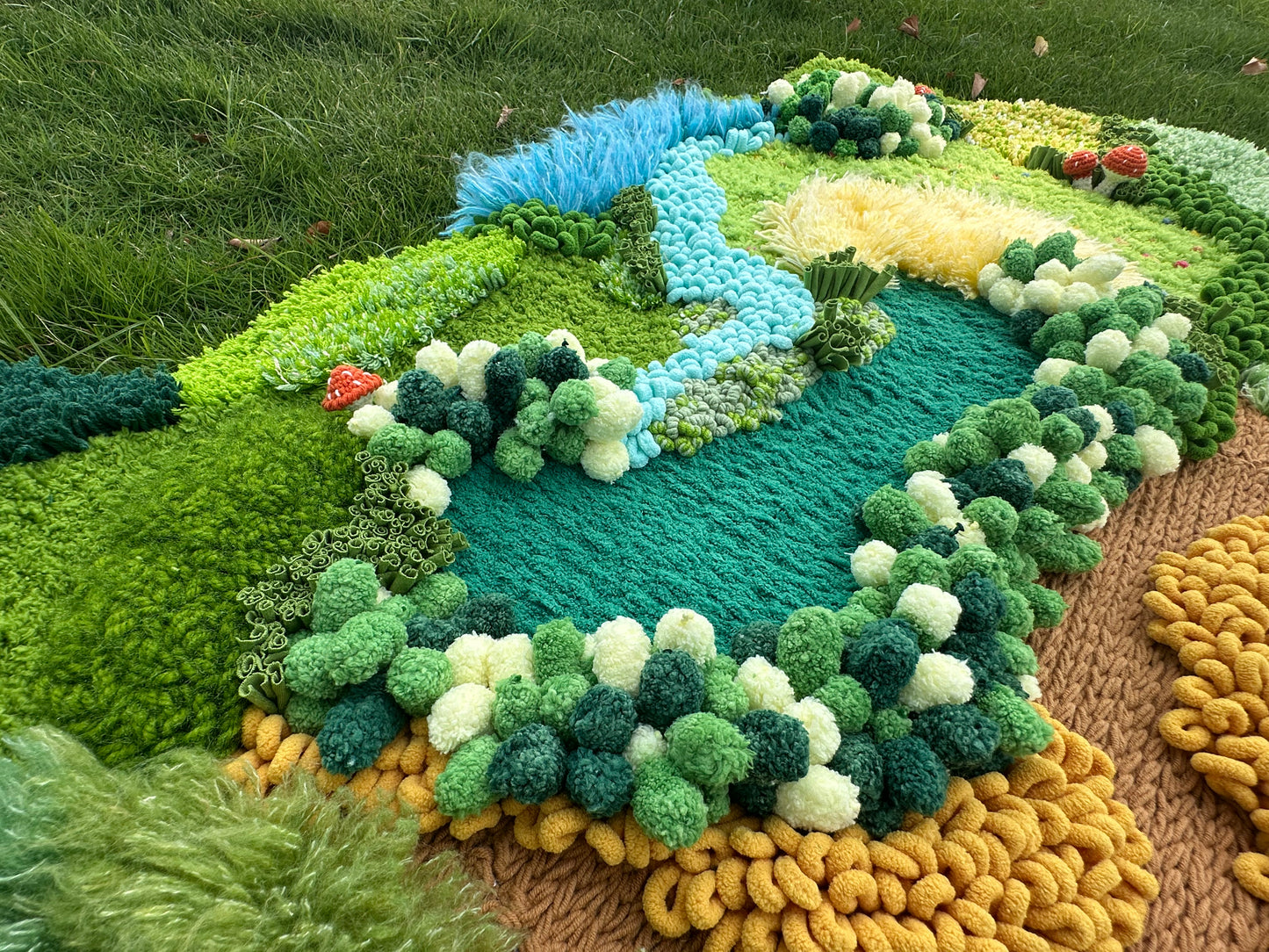 Fern Garden - Latch Hook Rug DIY Kit – 3D Moss Landscape with Mushrooms