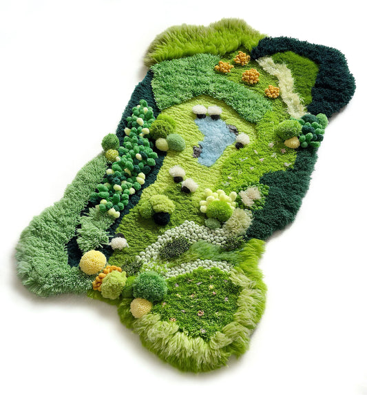 Pastoral Meadow - Latch Hook Rug DIY Kit – 3D Moss Nature Landscape