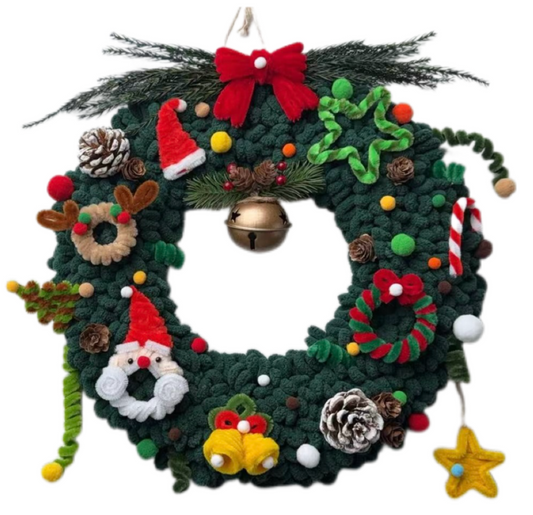 Merry Whimsy Wreath - Latch Hook DIY Kit - Christmas Wreath