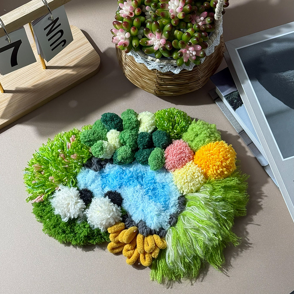 Little Lambs’ Forest Garden- Latch Hook Moss Coaster - Finished