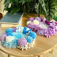 Monet’s Lavender Pond- Latch Hook Moss Coaster - Finished