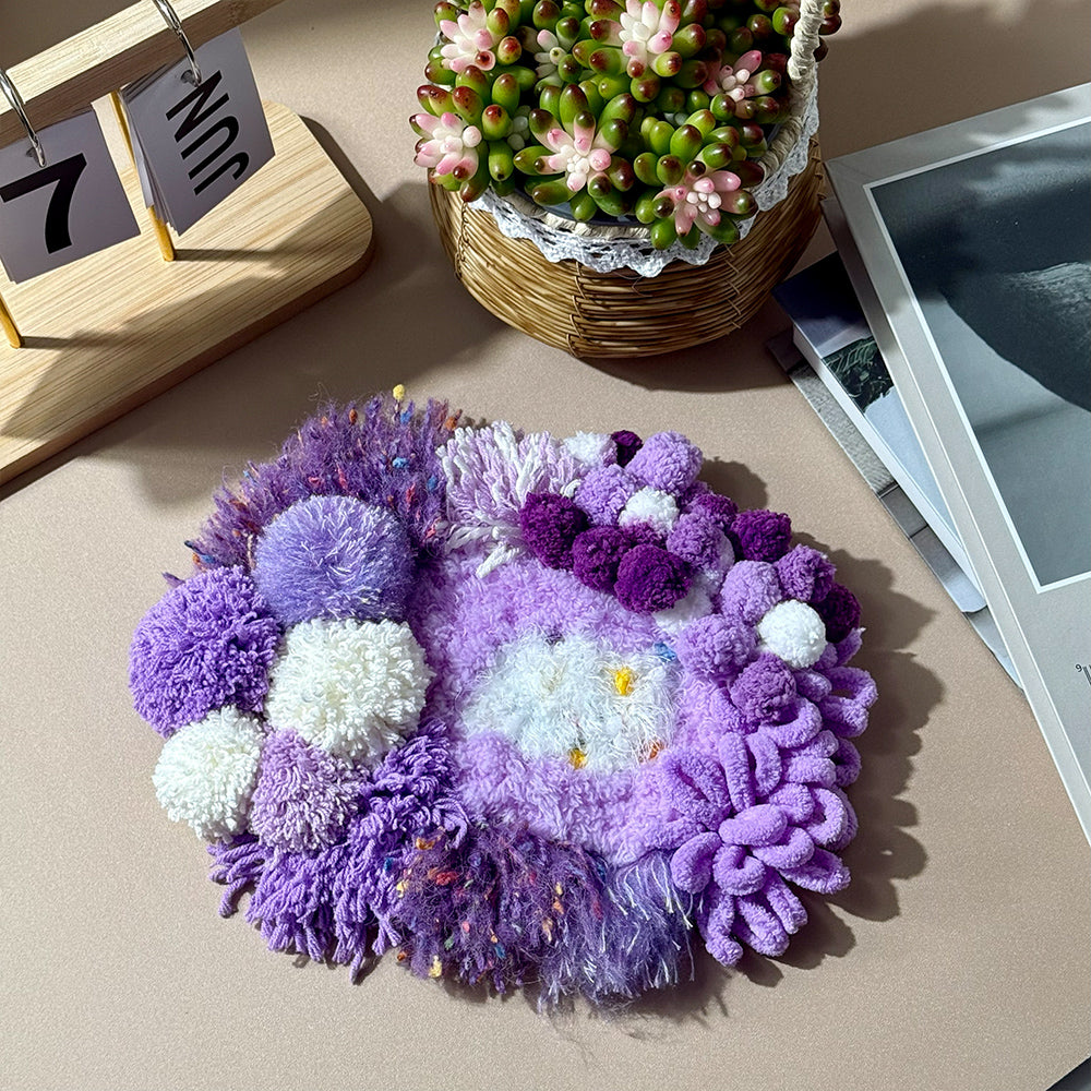 Monet’s Lavender Pond- Latch Hook Moss Coaster - Finished