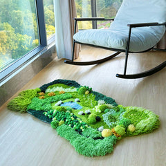 Pastoral Meadow - Latch Hook Rug - Finished - 3D Moss Nature Landscape