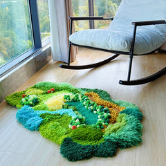 Fern Garden - Latch Hook Rug - Finished- 3D Moss Nature Landscape
