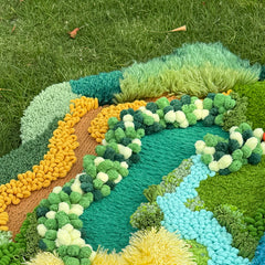 Fern Garden - Latch Hook Rug - Finished- 3D Moss Nature Landscape