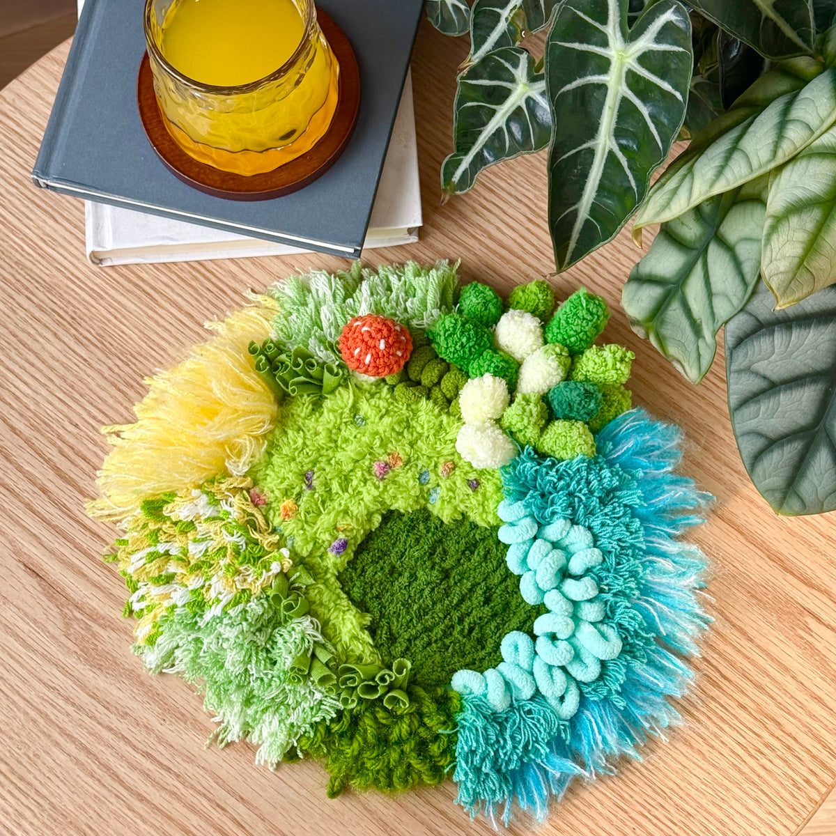 Fern Garden Coaster - Latch Hook  DIY Kit - Moss Coaster