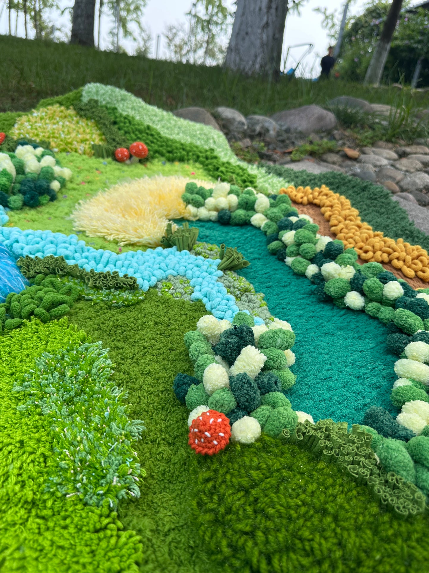 Farn-Garten – Knüpfteppich-DIY-Set – 3D-Mooslandschaft mit Pilzen